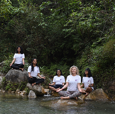 students meditating